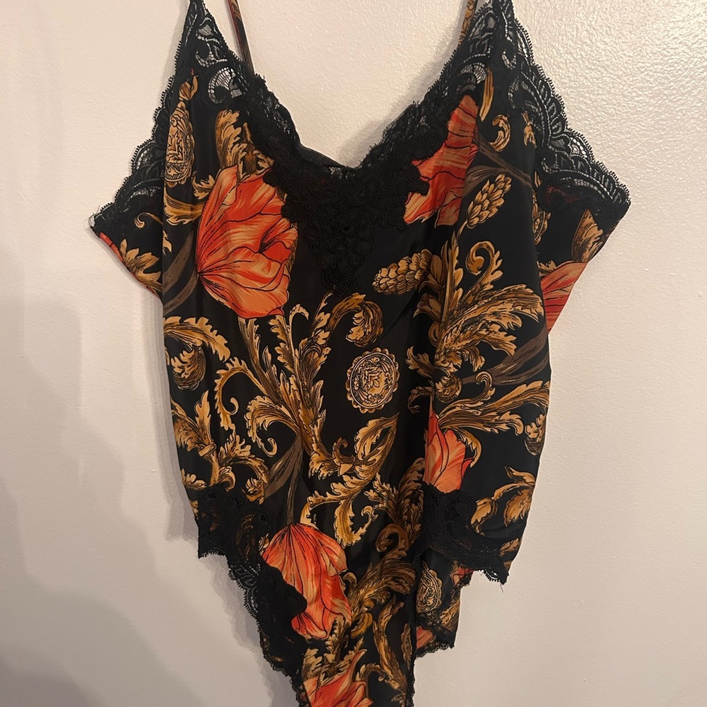 Vintage Floral Lace Trim Bodysuit or lingerie